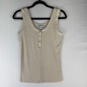 Evereve Cream Tank Top with Button Detail XS